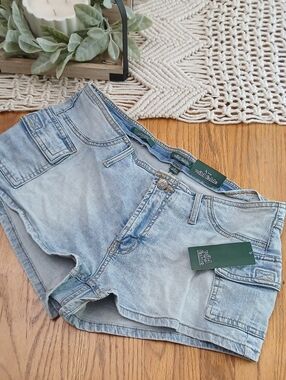 wild fable Light Blue Washed Denim Cargo Shorts